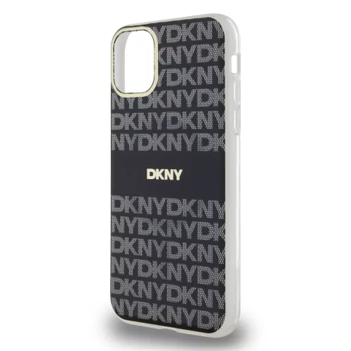 DKNY PC/TPU Repeat Pattern Tonal Stripe Magsafe tok, iPhone 11 - fekete