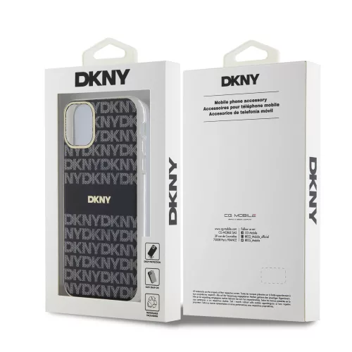 DKNY PC/TPU Repeat Pattern Tonal Stripe Magsafe tok, iPhone 11 - fekete