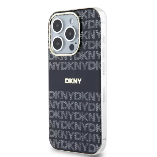 DKNY PC/TPU Repeat Pattern Tonal Stripe Magsafe tok, iPhone 13 Pro - fekete
