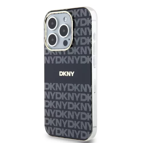 DKNY PC/TPU Repeat Pattern Tonal Stripe Magsafe tok, iPhone 13 Pro Max - fekete