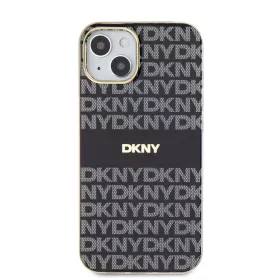   DKNY PC/TPU Repeat Pattern Tonal Stripe Magsafe tok, iPhone 14 - fekete
