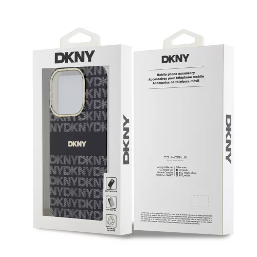 DKNY PC/TPU Repeat Pattern Tonal Stripe Magsafe tok, iPhone 15 Pro - fekete