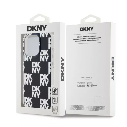 DKNY PC/TPU Checkered Pattern tok, iPhone 15 Pro - fekete