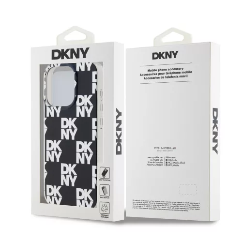 DKNY PC/TPU Checkered Pattern tok, iPhone 15 Pro Max - fekete