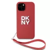 DKNY PU Leather Stack Logo Wrist Strap tok, iPhone 14 - piros