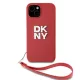 DKNY PU Leather Stack Logo Wrist Strap tok, iPhone 14 - piros