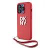 DKNY PU Leather Stack Logo Wrist Strap tok, iPhone 14 Pro - piros