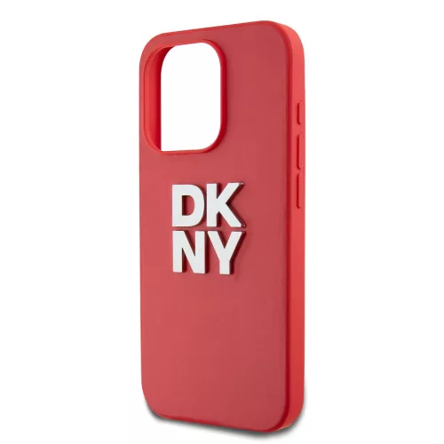 DKNY PU Leather Stack Logo Wrist Strap tok, iPhone 15 Pro - piros