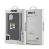 DKNY PU Leather Stack Logo Wrist Strap tok, iPhone 13 - fekete