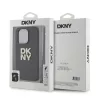 DKNY PU Leather Stack Logo Wrist Strap tok, iPhone 14 Pro - fekete