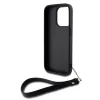 DKNY PU Leather Stack Logo Wrist Strap tok, iPhone 14 Pro Max - fekete