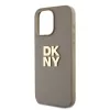 DKNY PU Leather Stack Logo Wrist Strap tok, iPhone 14 Pro Max - bézs