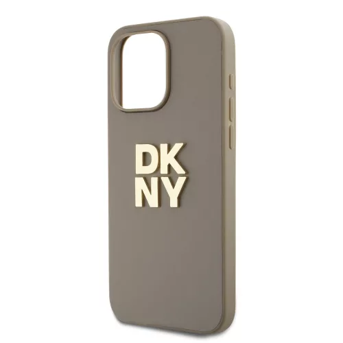 DKNY PU Leather Stack Logo Wrist Strap tok, iPhone 14 Pro Max - bézs