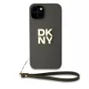 DKNY PU Leather Stack Logo Wrist Strap tok, iPhone 13 - barna