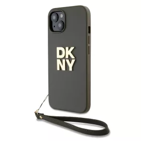   DKNY PU Leather Stack Logo Wrist Strap tok, iPhone 13 - barna