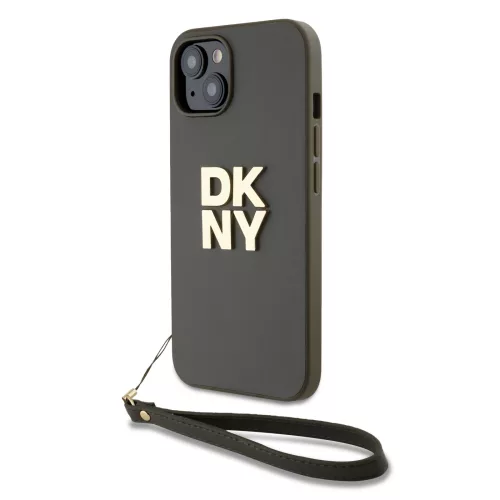 DKNY PU Leather Stack Logo Wrist Strap tok, iPhone 13 - barna