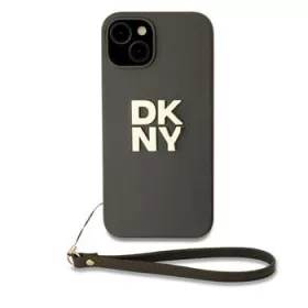   DKNY PU Leather Stack Logo Wrist Strap tok, iPhone 14 - barna