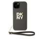 DKNY PU Leather Stack Logo Wrist Strap tok, iPhone 14 - barna