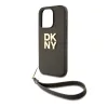 DKNY PU Leather Stack Logo Wrist Strap tok, iPhone 14 Pro - barna
