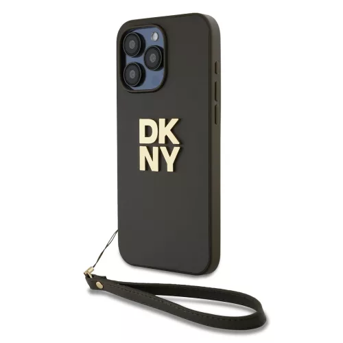 DKNY PU Leather Stack Logo Wrist Strap tok, iPhone 14 Pro Max - barna
