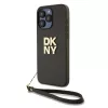 DKNY PU Leather Stack Logo Wrist Strap tok, iPhone 15 Pro Max - barna