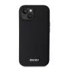 DKNY PU Leather Silver Metal Logo Magsafe tok, iPhone 13 - fekete
