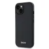 DKNY PU Leather Silver Metal Logo Magsafe tok, iPhone 14 - fekete
