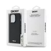 DKNY PU Leather Silver Metal Logo Magsafe tok, iPhone 14 Pro - fekete
