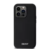 DKNY PU Leather Silver Metal Logo Magsafe tok, iPhone 14 Pro Max - fekete