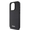 DKNY PU Leather Silver Metal Logo Magsafe tok, iPhone 15 Pro - fekete