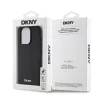 DKNY PU Leather Silver Metal Logo Magsafe tok, iPhone 15 Pro - fekete