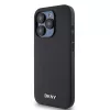DKNY PU Leather Silver Metal Logo Magsafe tok, iPhone 15 Pro Max - fekete