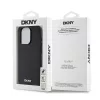 DKNY PU Leather Silver Metal Logo Magsafe tok, iPhone 15 Pro Max - fekete