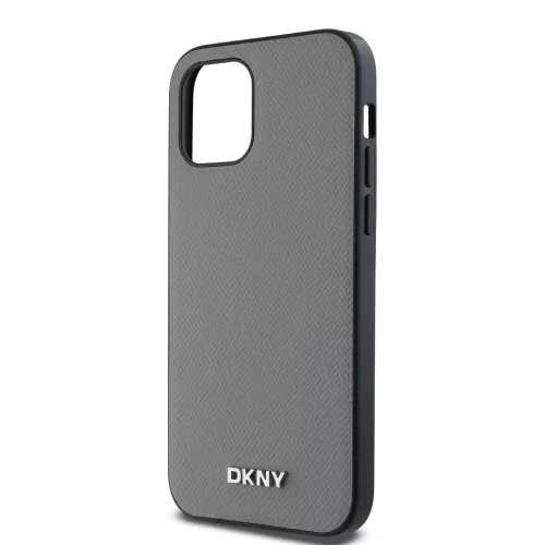 DKNY PU Leather Silver Metal Logo Magsafe tok, iPhone 12 / 12 Pro - ezüst