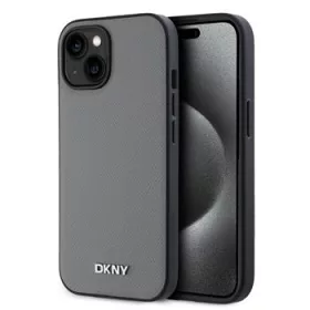   DKNY PU Leather Silver Metal Logo Magsafe tok, iPhone 13 - ezüst