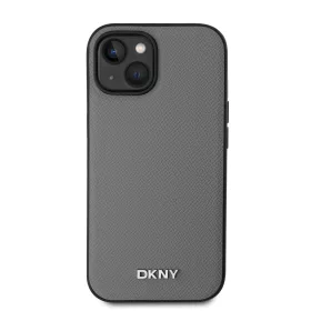   DKNY PU Leather Silver Metal Logo Magsafe tok, iPhone 13 - ezüst