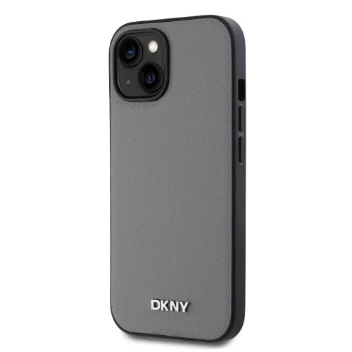 DKNY PU Leather Silver Metal Logo Magsafe tok, iPhone 13 - ezüst