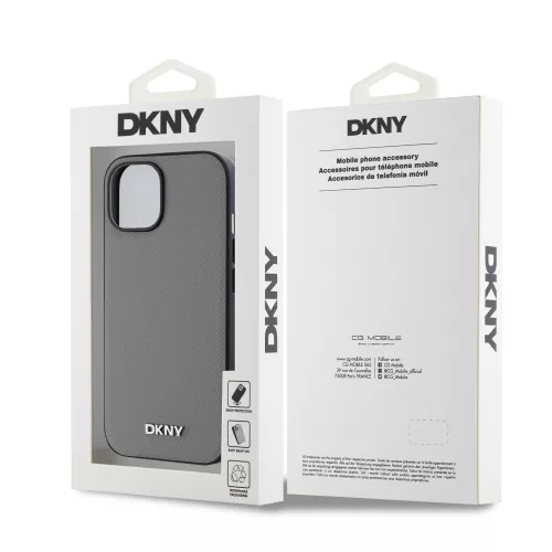 DKNY PU Leather Silver Metal Logo Magsafe tok, iPhone 13 - ezüst