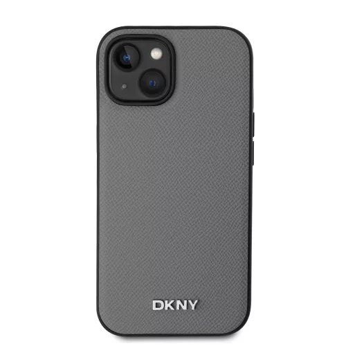 DKNY PU Leather Silver Metal Logo Magsafe tok, iPhone 14 - ezüst