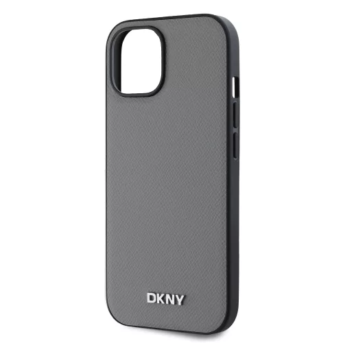 DKNY PU Leather Silver Metal Logo Magsafe tok, iPhone 14 - ezüst