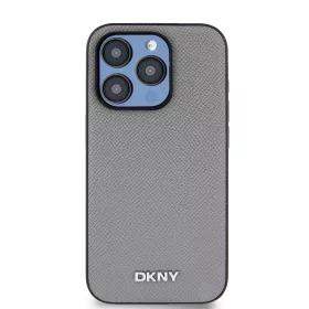   DKNY PU Leather Silver Metal Logo Magsafe tok, iPhone 15 Pro Max - ezüst