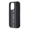 Karl Lagerfeld PU Saffiano Athleisure Stripe and Strap tok, iPhone 15 Pro Max - fekete / rózsaszín csíkkal