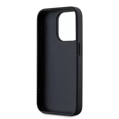 Karl Lagerfeld PU Saffiano Athleisure Stripe and Strap tok, iPhone 15 Pro Max - fekete / rózsaszín csíkkal