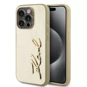   Karl Lagerfeld Wrinkled PU Signature Logo tok, iPhone 15 Pro - arany