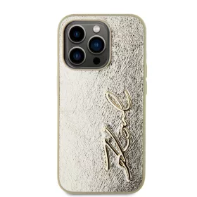   Karl Lagerfeld Wrinkled PU Signature Logo tok, iPhone 15 Pro - arany