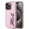 Karl Lagerfeld Wrinkled PU Signature Logo tok, iPhone 15 Pro - rózsaszín