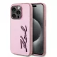 Karl Lagerfeld Wrinkled PU Signature Logo tok, iPhone 15 Pro Max - rózsaszín