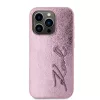Karl Lagerfeld Wrinkled PU Signature Logo tok, iPhone 15 Pro - rózsaszín