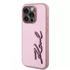 Karl Lagerfeld Wrinkled PU Signature Logo tok, iPhone 15 Pro - rózsaszín