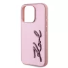 Karl Lagerfeld Wrinkled PU Signature Logo tok, iPhone 15 Pro - rózsaszín